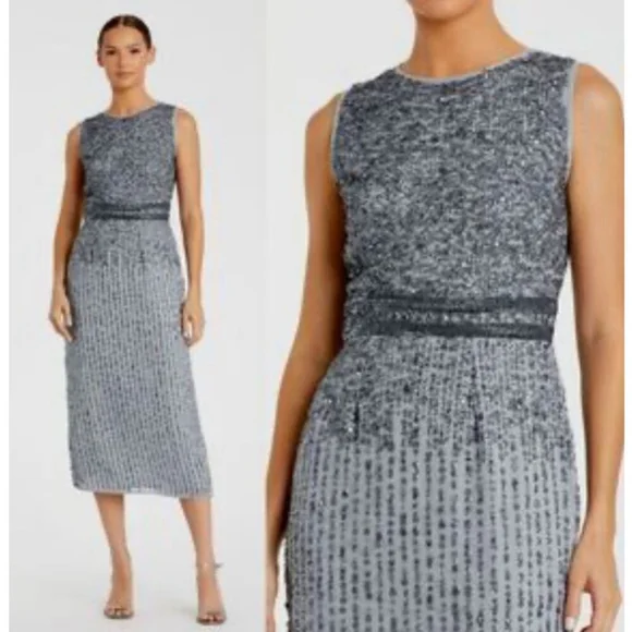NWT Mac Duggal Sequin Crystal Embellished Sheath Dress SZ 10 - Picture 2 of 10